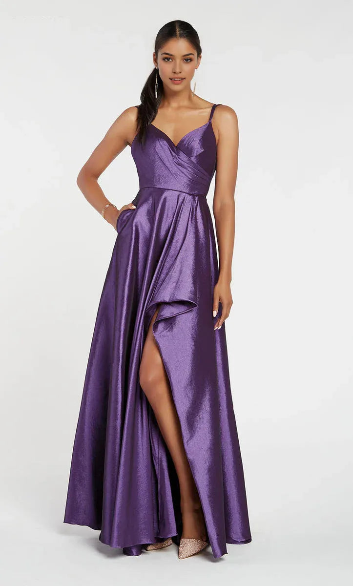 Robe Weitese élégante, robe de soirée trapèze, robe de bal plissée sans manches, longueur au sol